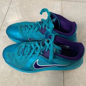 Blue and Purple Nike LeBron James Basketball shoes